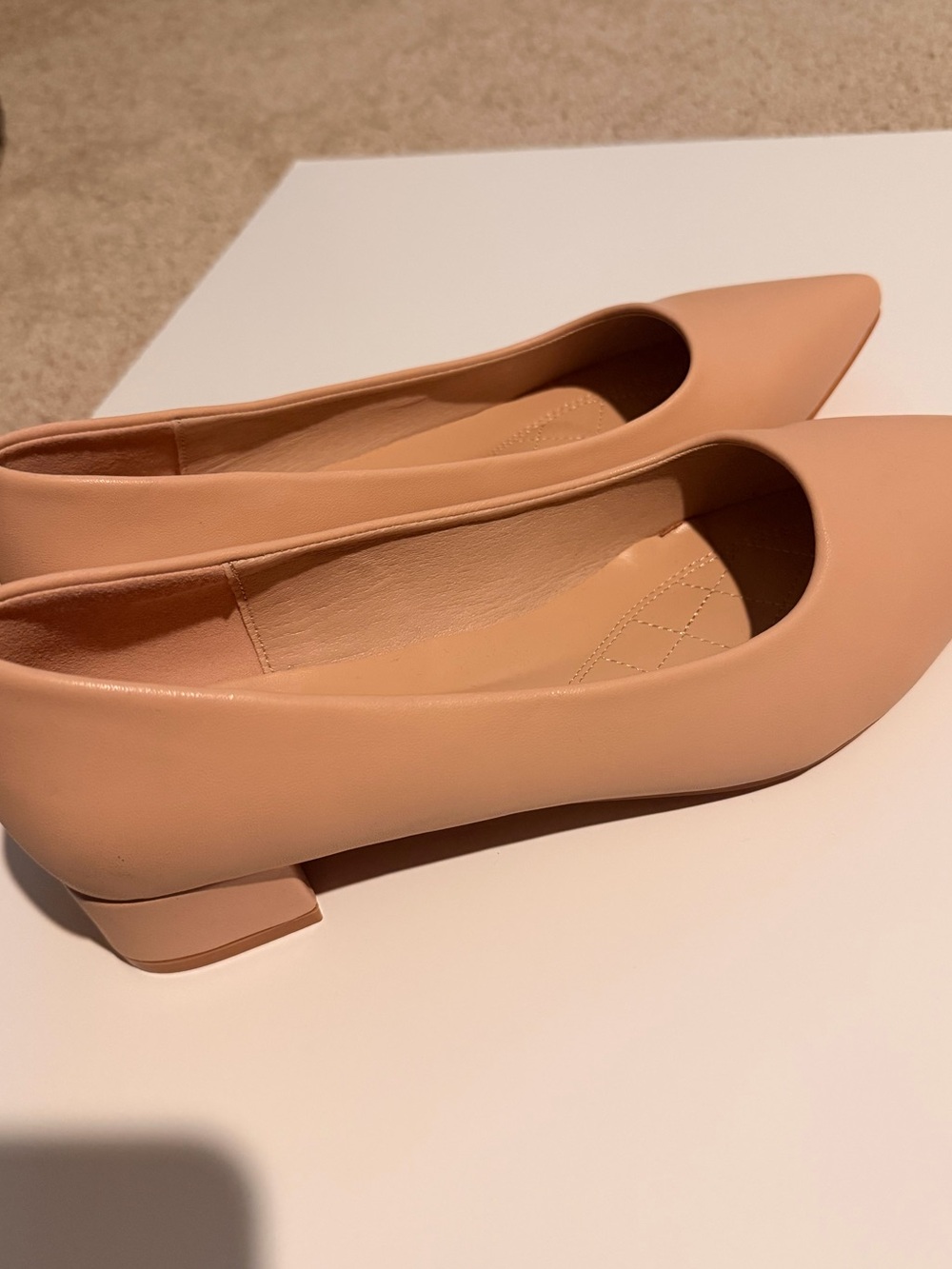 SHEIN Blush Pointed Toe Low Block Heel Flats